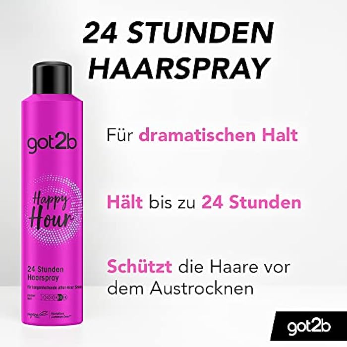 got2b Happy Hour Halt 5 Hairspray (100 ml), 24 Hours Hairspray for Extreme Hold and Durable Styles, Protects Hair from Drying Out - Image 4